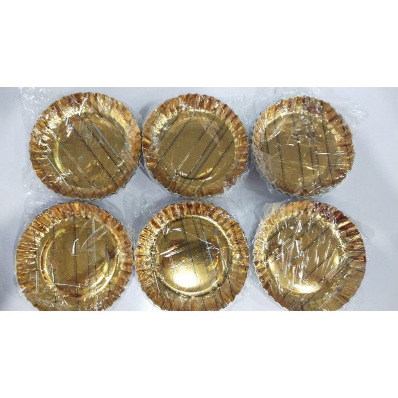 10pcs Piring Kertas Gold Tart Cake /piring Kue ulang tahun mas kecil