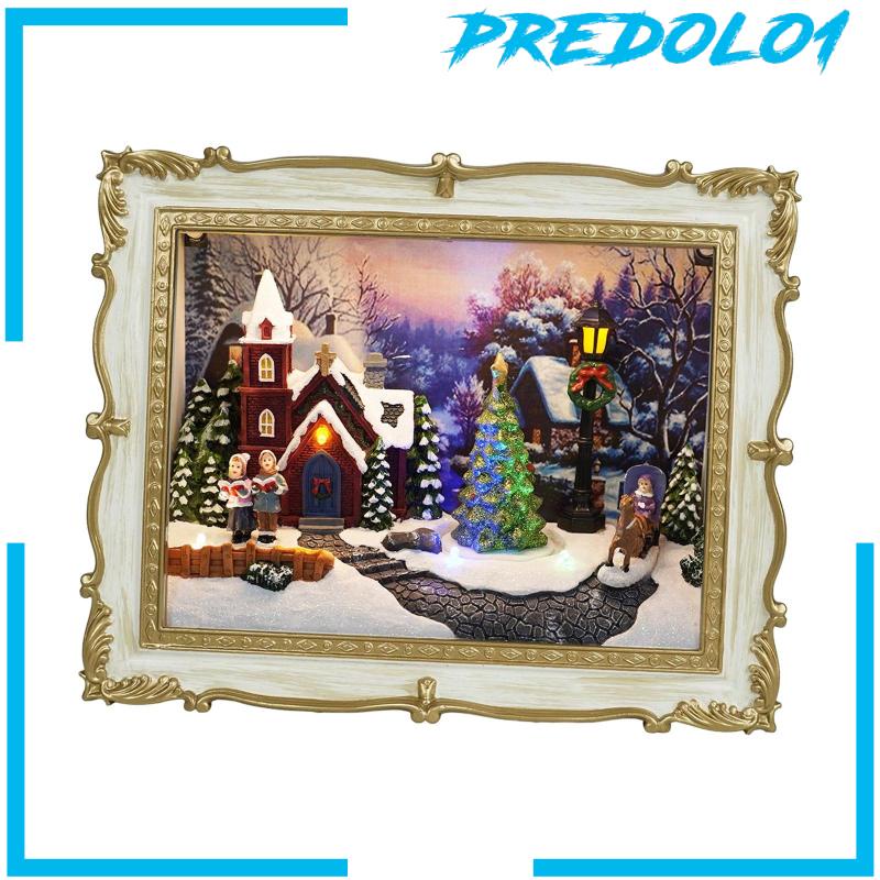 Predolo1 Mainan Miniatur Rumah Boneka Tema Natal Tenaga Baterai Untuk Dekorasi