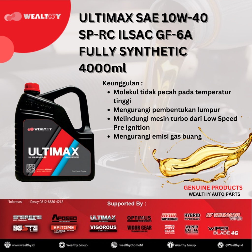 ULTIMAX SAE 10W-40 API SP-RC ILSAC GF-6A | OLI MOBIL | OLI MESIN