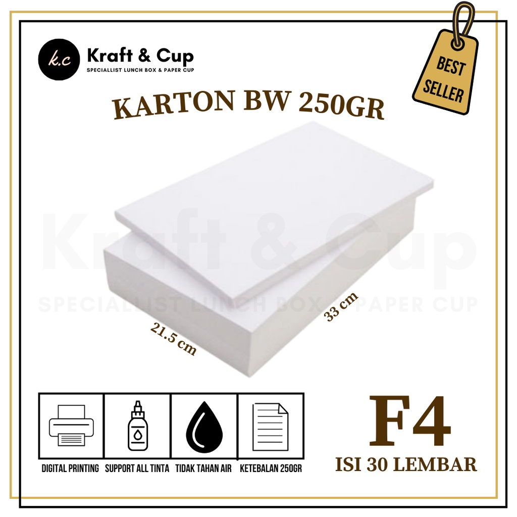 

Kertas BW F4 isi 30 lembar / Karton BW 250gsm F4