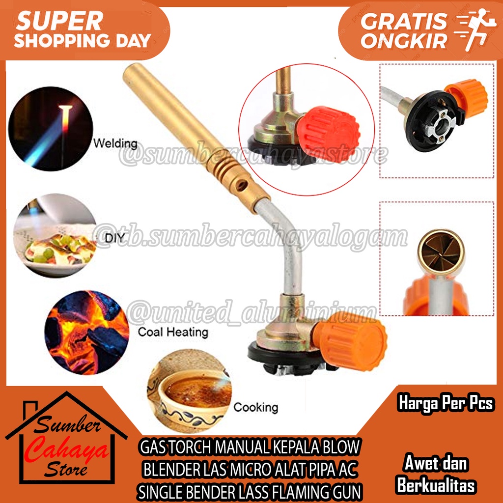 Kepala blow Torch Flame Gun Manual Kepalak Blow Blender Las Micro Alat Pipa Ac Single Singel Bender 