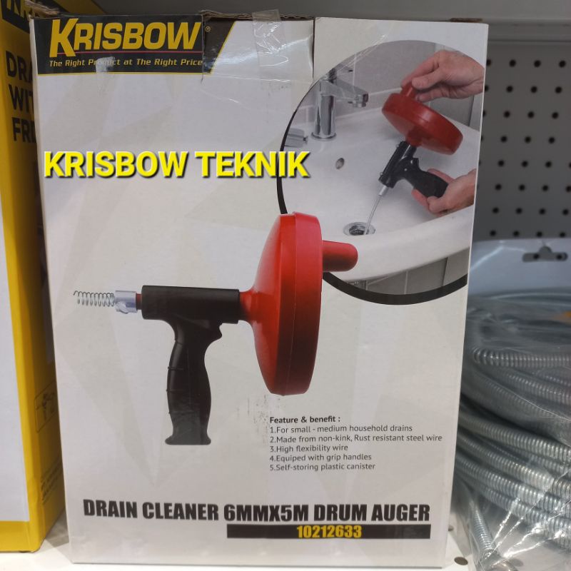 Drain Cleaner Krisbow 6mmx5m Drum Auger