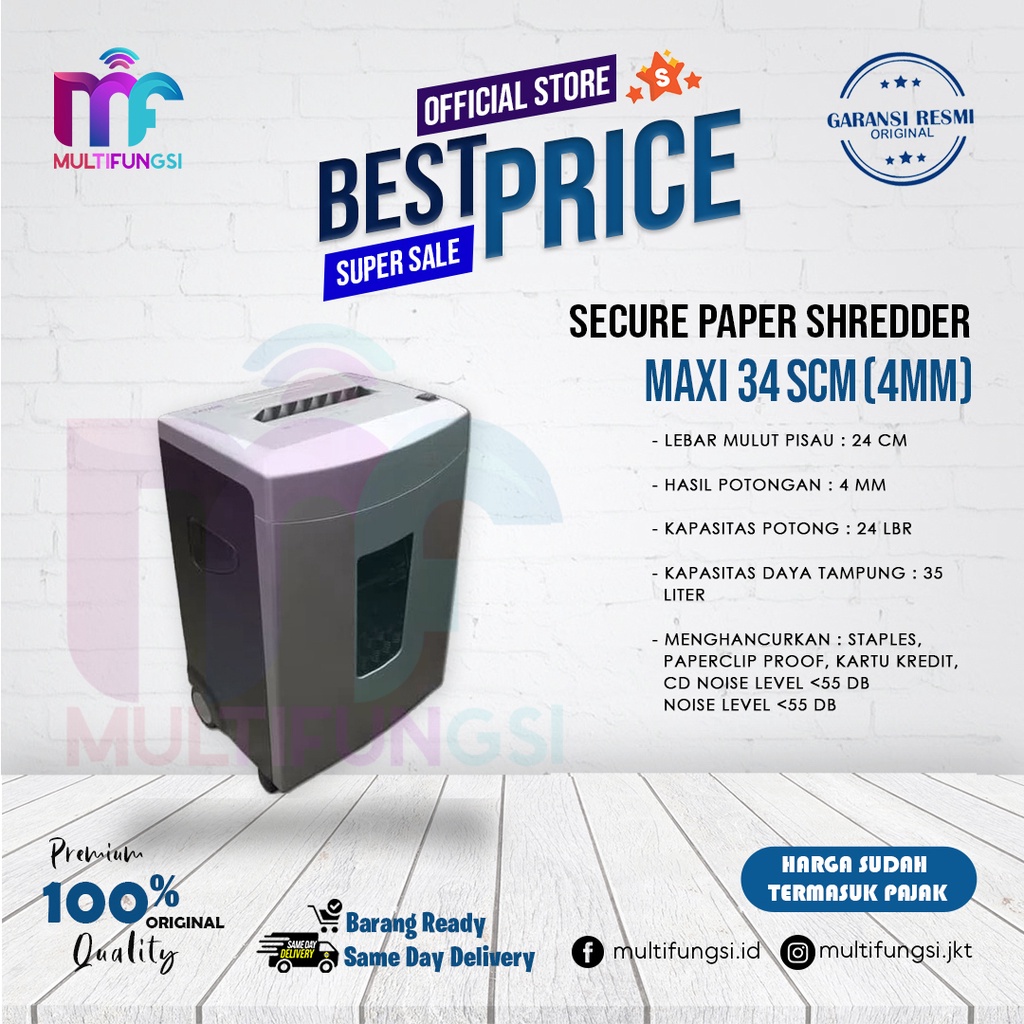 Secure Maxi 34-SCM Paper Shredder (4mm) Mesin Penghancur Kertas 34SCM