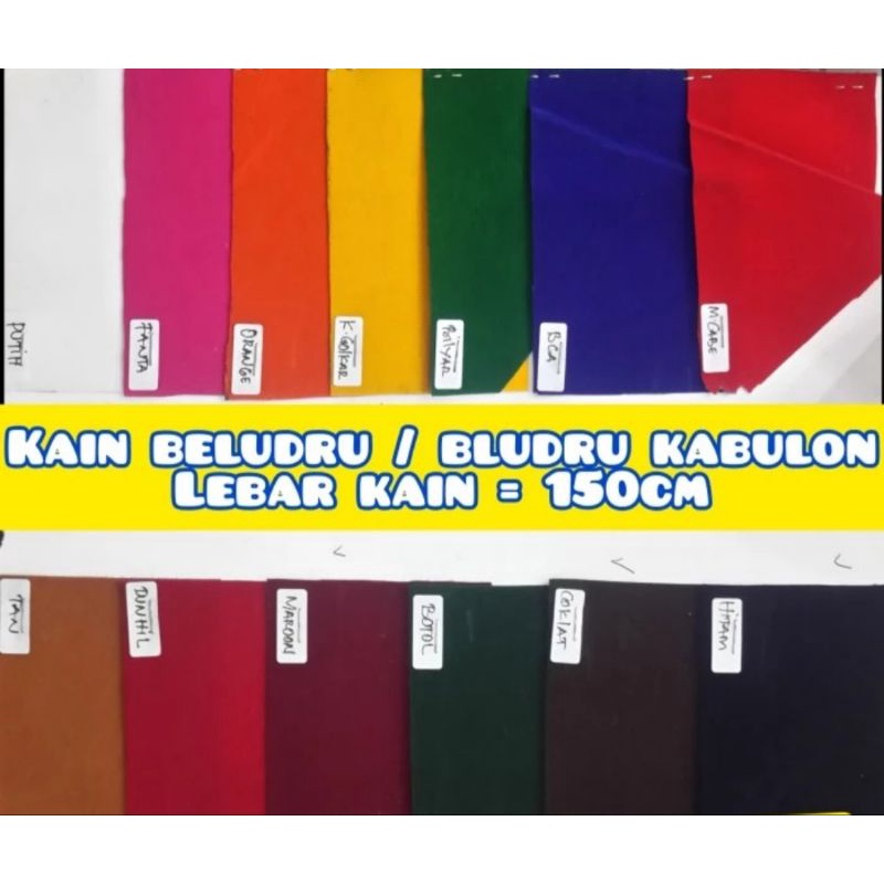 KAIN BRUDRU METERAN BANYAK WARNA UNTUK SELEMPANG DEKOR KAIN BRUDRU KABULON