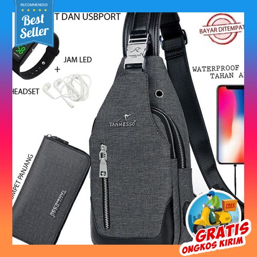 Tas Selempang Pouch Bag Pria Waterproof Slempang Sling Bag Pinggang Bahu Distro Premium Pria Cowok C