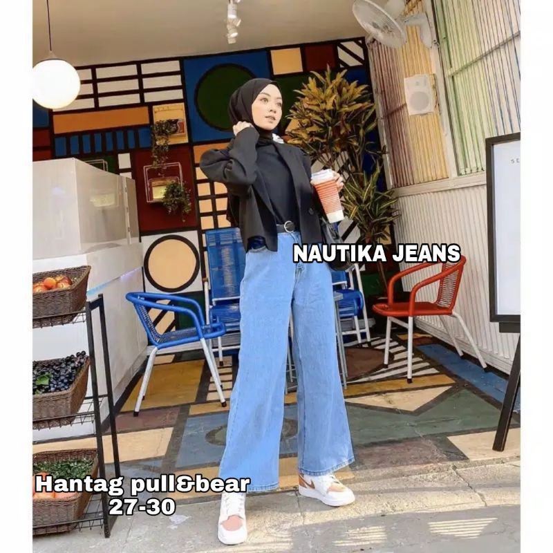 HIGHT WAIST KULOT JEANS WANITA
