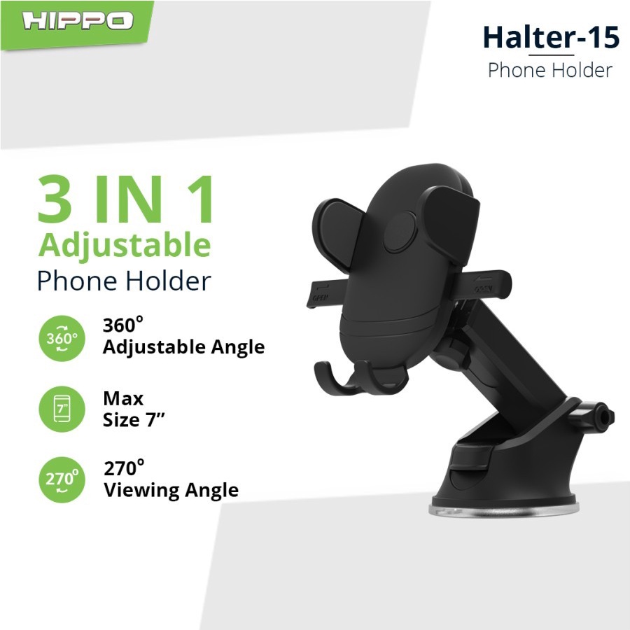 Hippo Halter 15 Universal Car Phone Holder 3 in 1 Adjustable