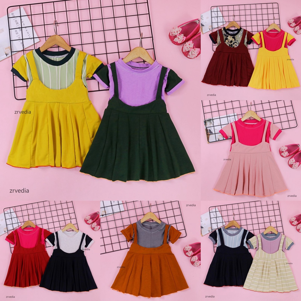 Dress Nagita uk Bayi 3-12 Bulan / Dres Baby Perempuan Baju Anak Murah Lengan Pendek Motif Adem