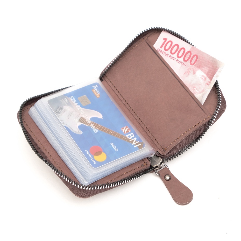 Dompet Kartu Pria Wanita Card Holder Wallet Mini Resleting Tempat Kartu Atm Slot Banyak