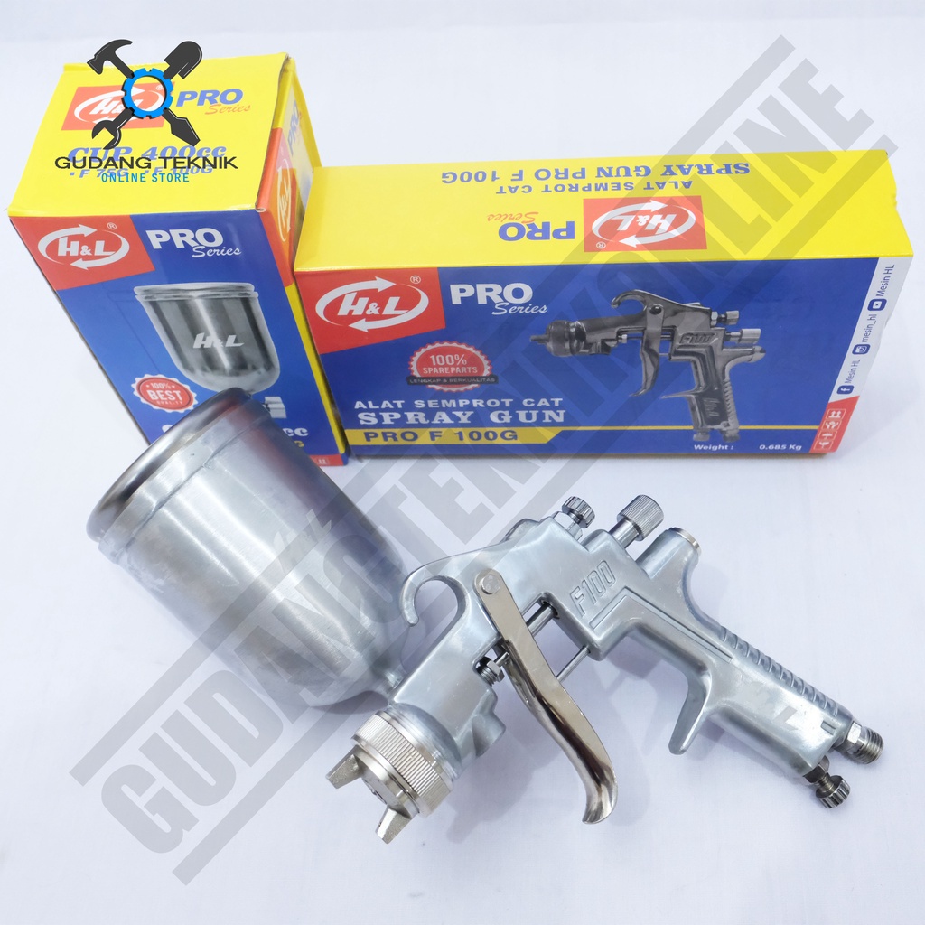 Spray Gun Tabung Atas 400cc F100G HNL H&amp;L / Spraygun Cat Alat Semprot Cat Kompresor Tabung Atas F 100G HL H&amp;L