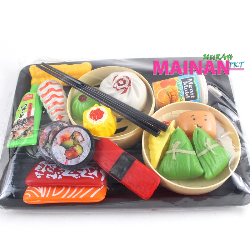 MAINANKEI MAINAN ANAK MURAH NAMPAN DIMSUM PLAYFOOD SS1592 SET KITCHEN MASAKAN SUSHI DIMSUM