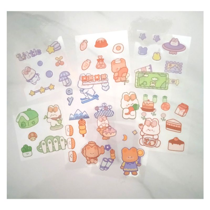 

Stiker Aesthetic Tumblr Bunny Bear Sticker Kelinci Beruang Korea DIY Kartun 1 Lembar