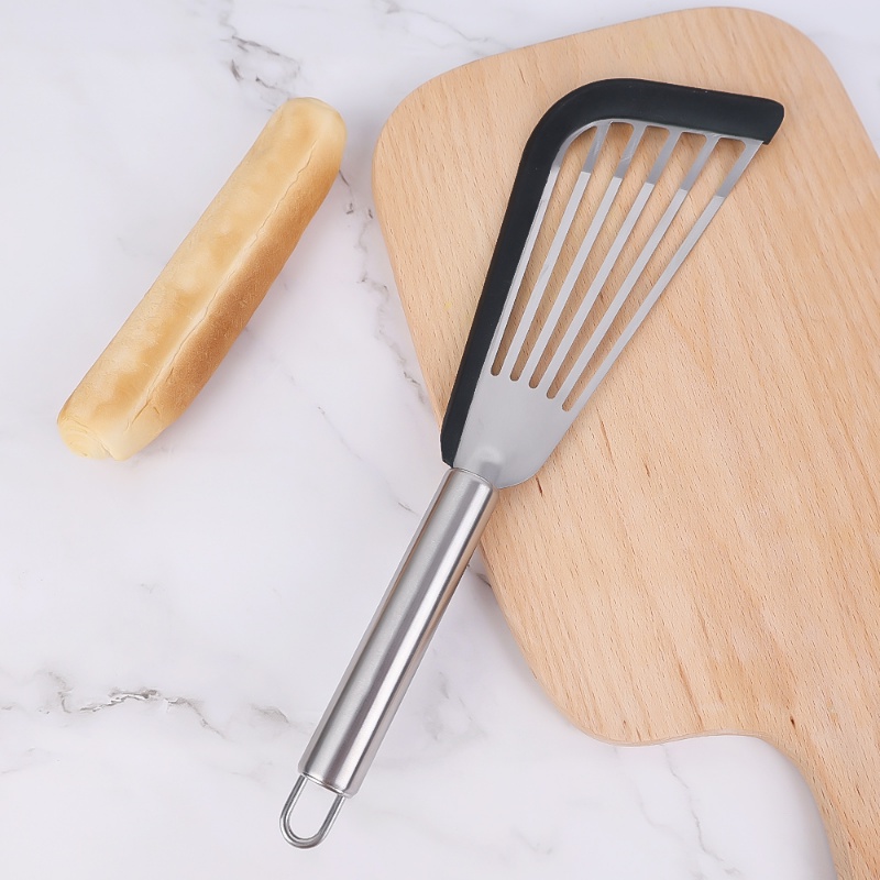 Spatula Steak Telur Goreng Pancake Ikan Bahan Stainless Steel Silikon Anti slip Untuk Alat Memasak