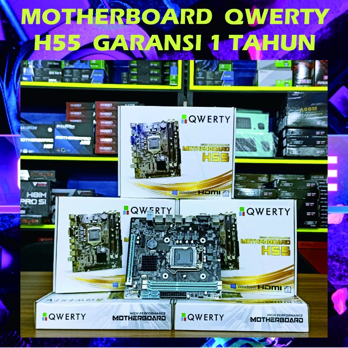 MOBO MOTHERBOARD QWERTY H55 LGA 1156 GARANSI 1 TAHUN