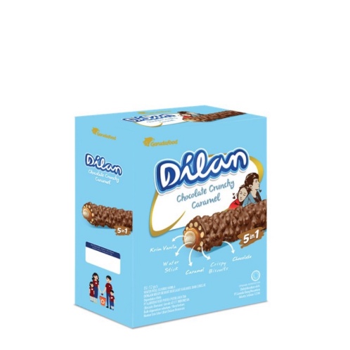 DILAN WAFER CRUNCHY CHOCO CARAMEL / 1 BOX ISI 12 PCS / 24 gr