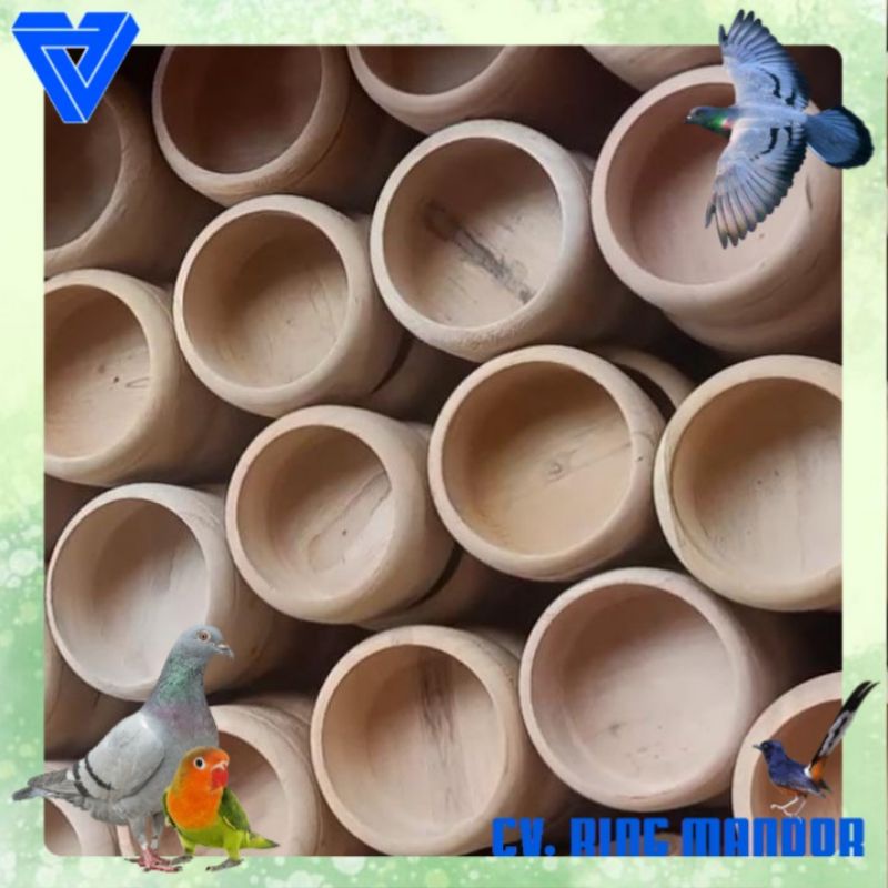 CEPUK PAKAN BURUNG MERPATI BAHAN KAYU CEPUK KAYU