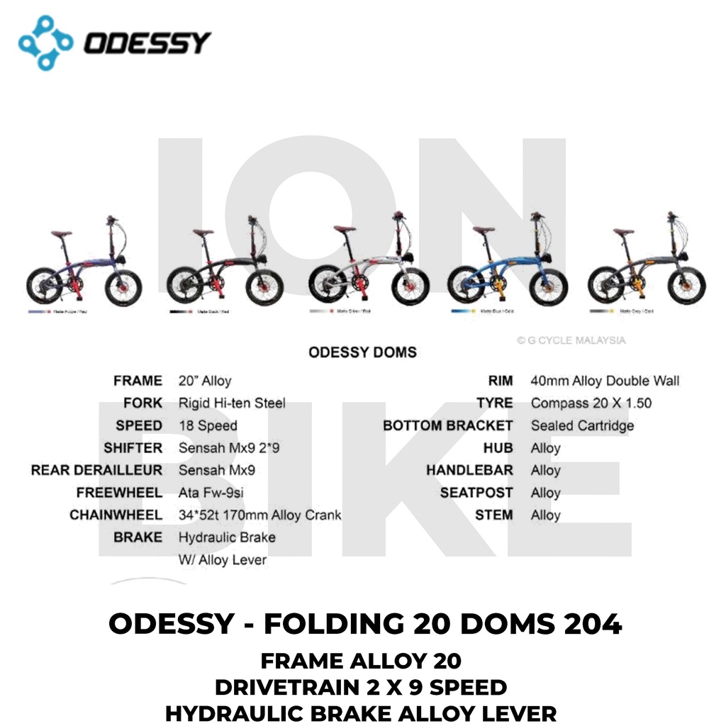 Sepeda Lipat 20 Odessy Doms 2x9 Hydrolik Alloy Seli Folding Bike 2 x 9 Speed Murah Seli Anak Dewasa 