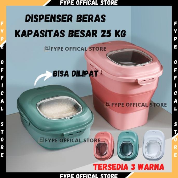 FYPE Dispenser Beras 25KG Kontainer Beras Lipat Rice Box Anti Hama