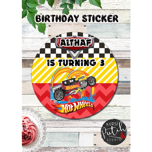 

custom birthday sticker tema hotwheel
