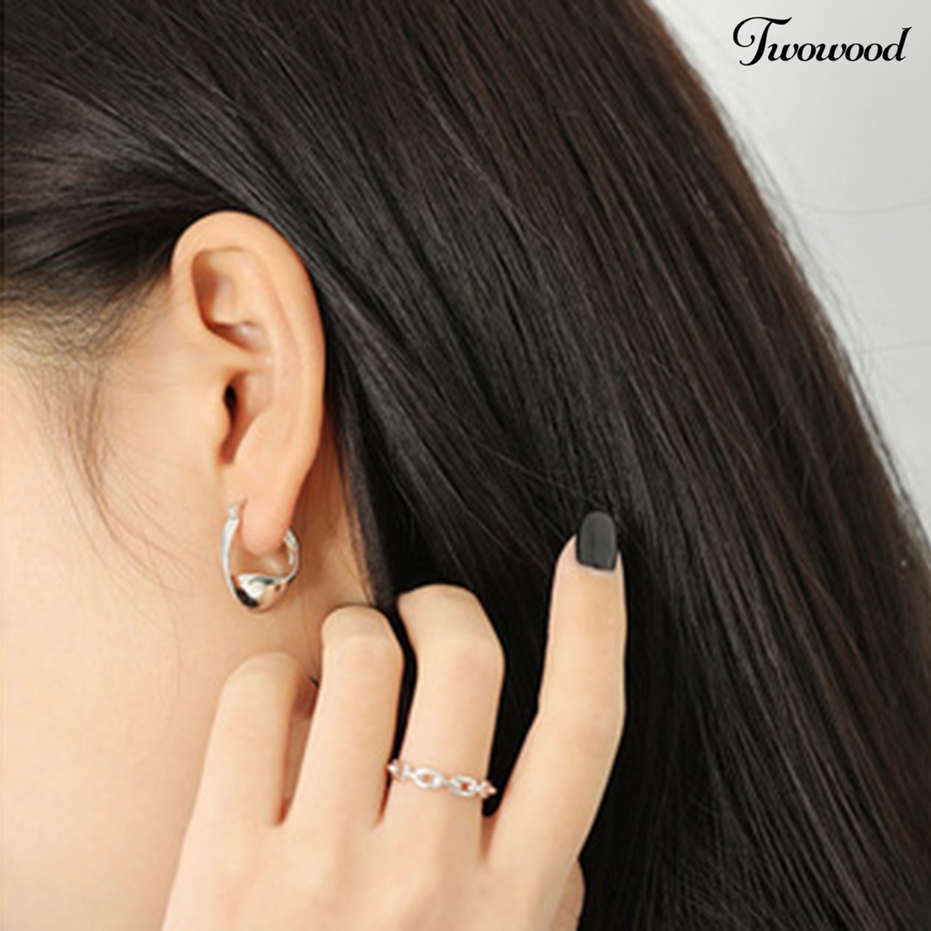 1 Pasang Anting Hoop Geometris Bahan Tembaga Untuk Pesta