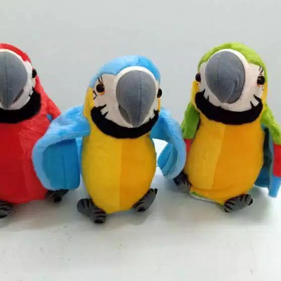 Talking Bird - Boneka Burung Beo Makau bisa menirukan suara - Biru