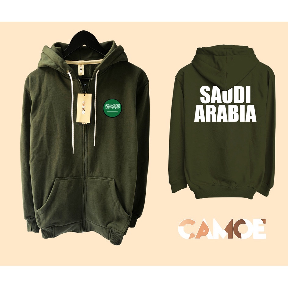 Jaket Hoodie Zipper CAMOE Saudi Arabia Flag Bendera Arab Saudi
