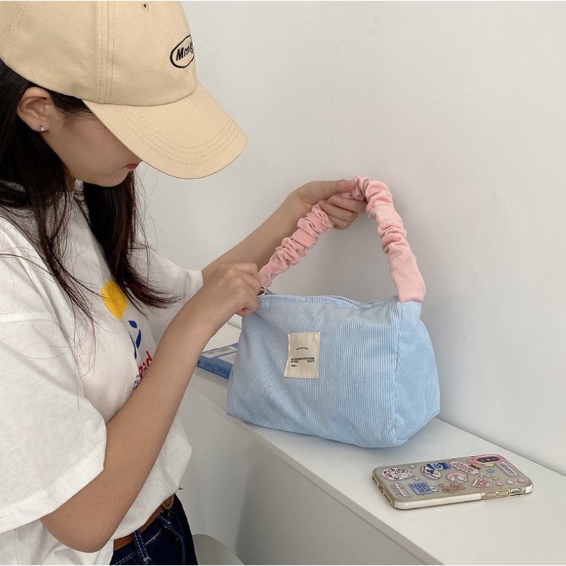 PRISA Tas Jinjing Selempang Bahu Shoulder Bag Kecil Sling bag Corduroy Korean Lucu OOTD Aesthetic Dumpling Pillow Mini Bag Wanita Remaja Import Fashion Cute Style Chikoisme