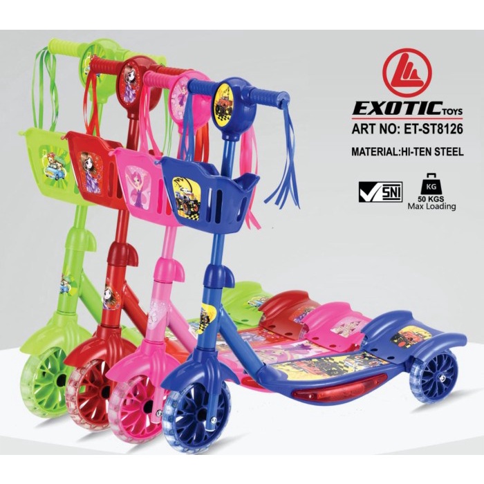 Skuter Scooter Anak Exotic St 8125, 8126 / Skuter Otoped Roda 3