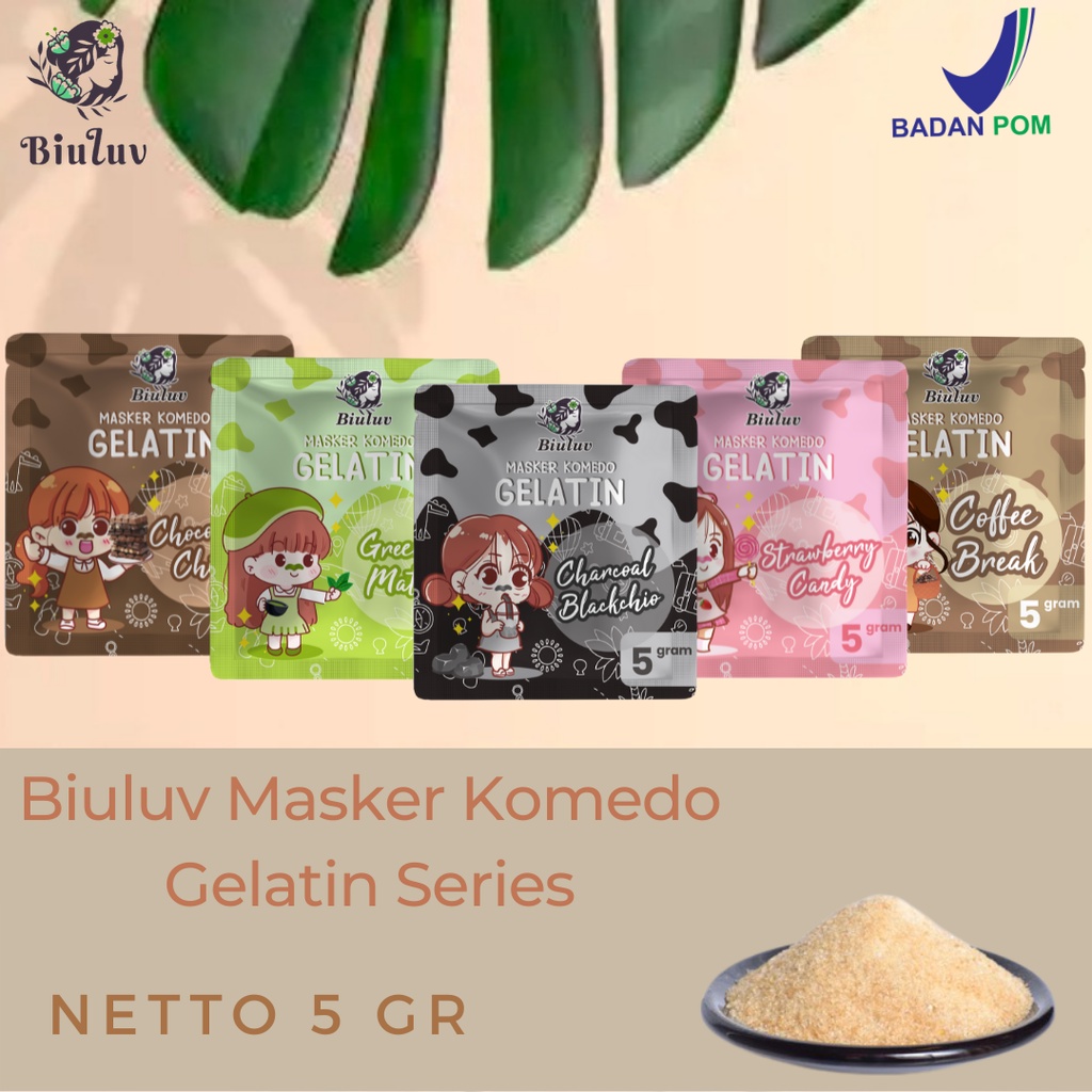 BPOM Masker Komedo Gelatin 5 Gram Biuluv - Masker Gelatin Biuluv & gelatin mask Paradista - Masker B