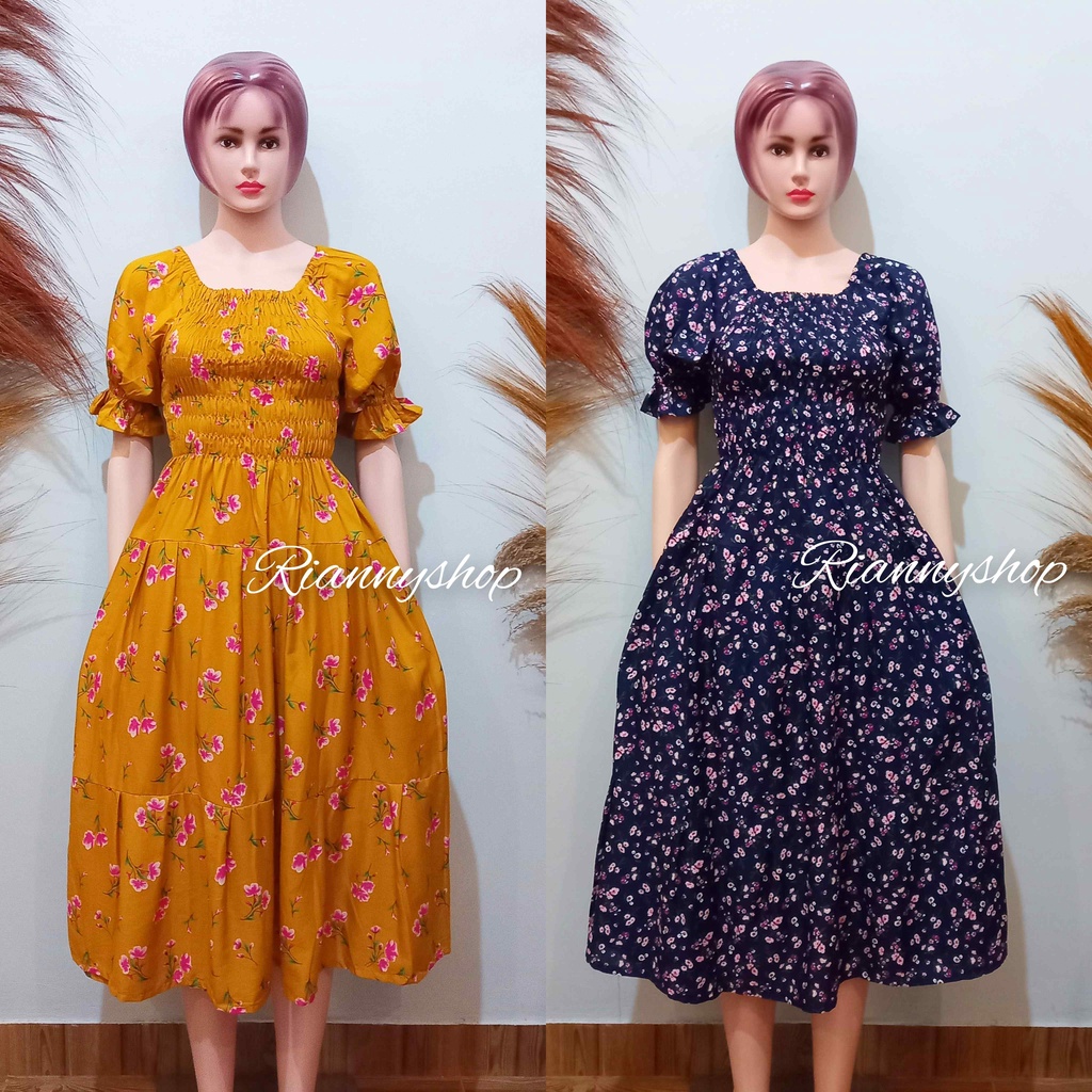 DRESS KERUT CANDA PANJANG DOUBLE RUFLE MOTIF