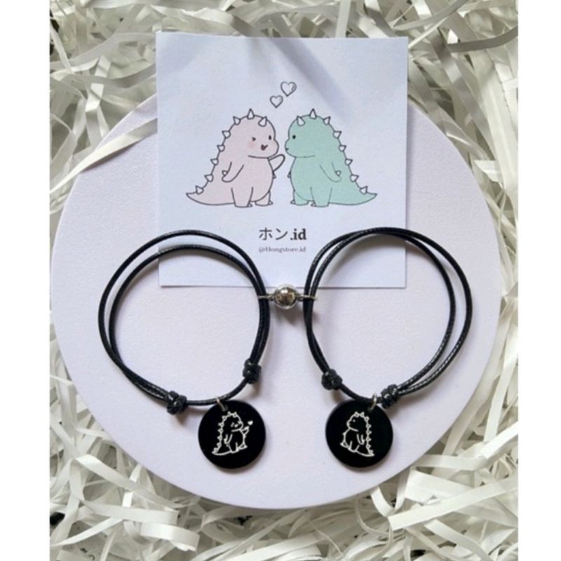 Gelang Couple Dino Love 2Pcs Plus Magnet / Gelang Bestie
