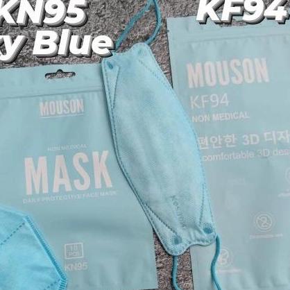 MASKER KF94 KN95 KF 4 PLY KN 5 PLY MOUSON WARNA BIRU MUDA SKY BLUE t-yesstoreyes