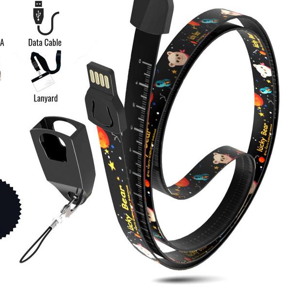Lanyard Data Cable Kabel Gantungan Meteran (USB Type C) - Biru