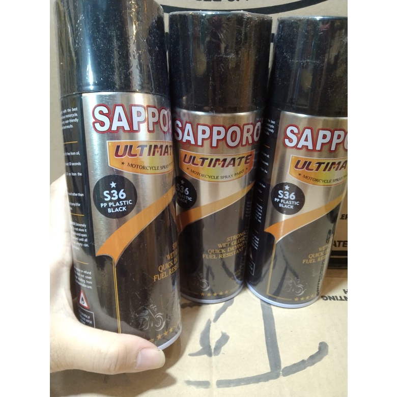 cat spray pilok pilox cat semprot sapporo ultimate S36 PP  plastic black plastik black dasar plastik hitam saporo 400ml