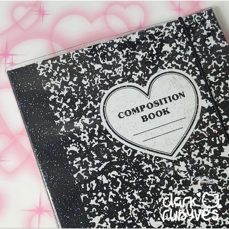 Lucalab Binder A4 Composition Book Black Ring 3 PVC Glitter Cover Luluroom Original Ori Korea
