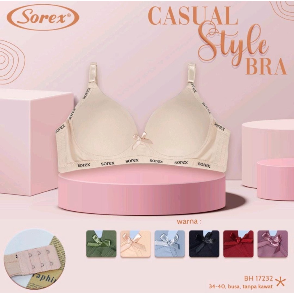 Sorex Bra Busa Tanpa Kawat Kait 2 Cup B BH Harian Casual Style Art 17232
