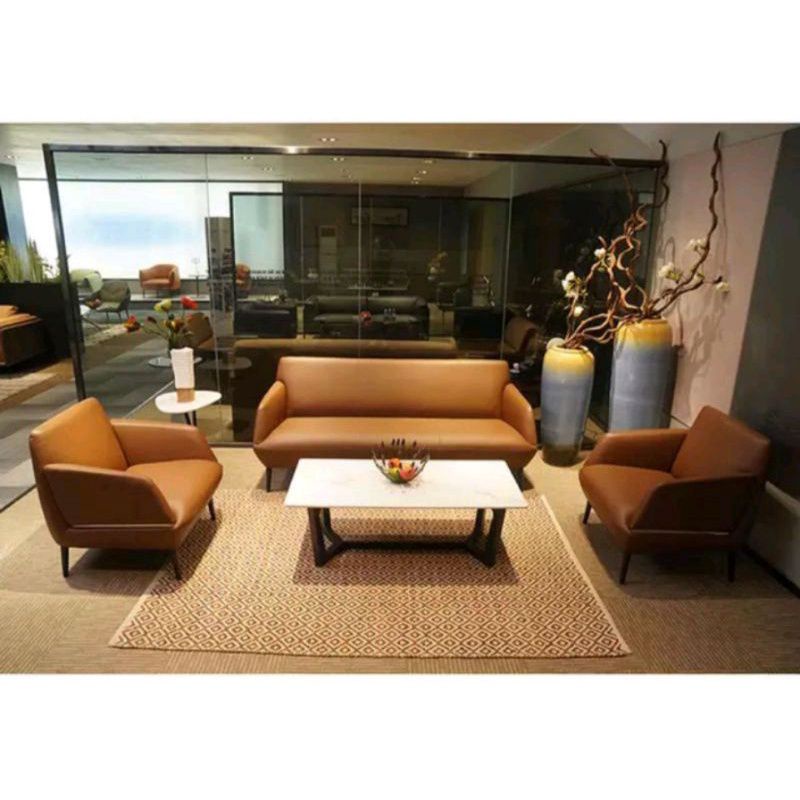 Sofa Kulit 211 Minimalis Modern Kursi Tamu Jati Kualitas Terbaik