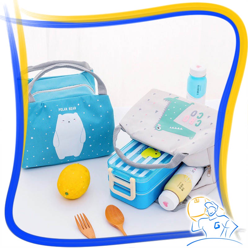 Tas Bekal Lunch Bag Anak Karakter Cooler Bag Alumunium Kotak Makan Anak Sekolah Box Food Bag Tahan Panas Dingin Tas Asi Tas Bekal Kantor