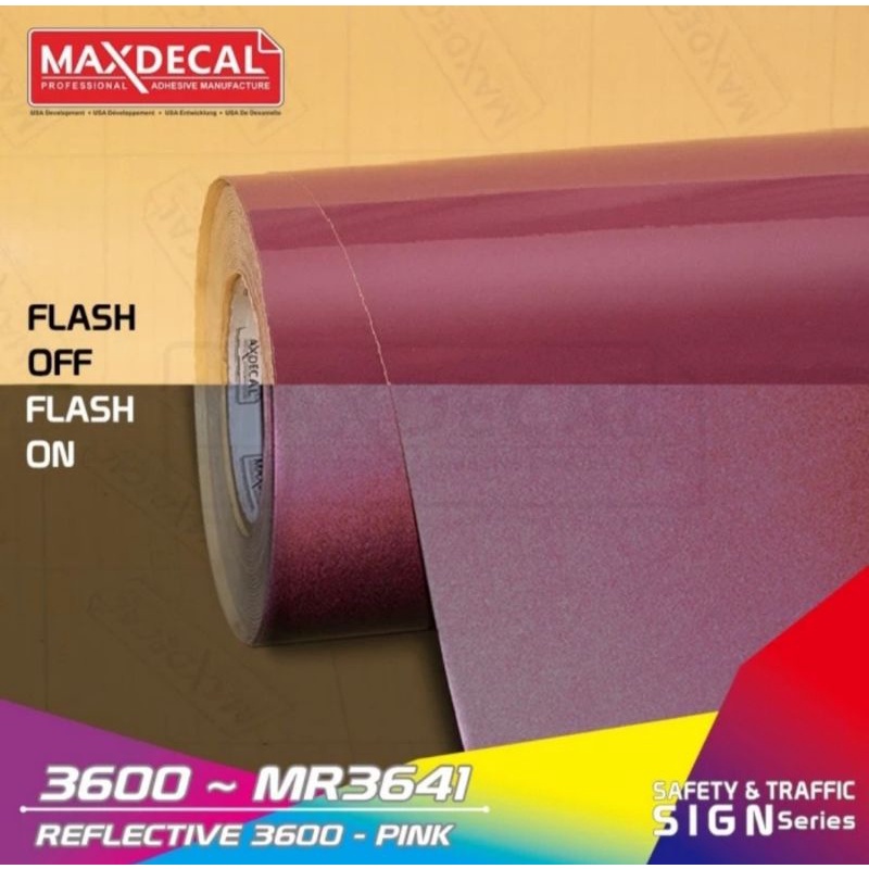 STICKER MAXDECAL REFLECTIVE PINK 3600 MR3641 Meteran