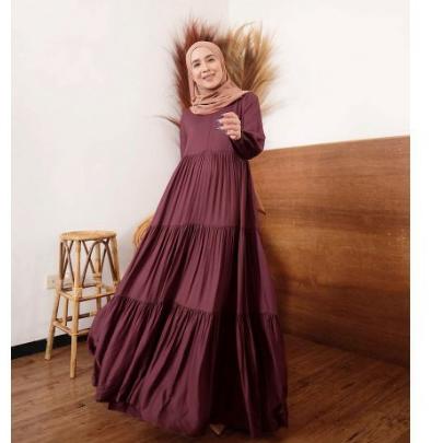 INAYA DRESS/GAMIS POLOS/KATUN RAYON PREMIUM - Hitam, L