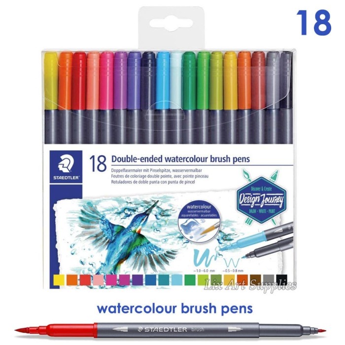 

Staedtler 3001 Watercolour Brush Pens - Double Ended - Set 18
