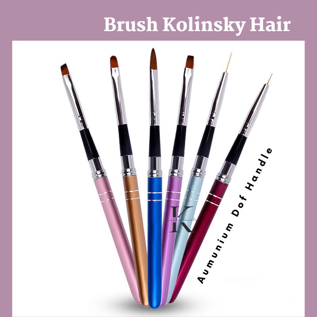 Brush Kuas Nail Art Drawing Kutek Dual Brush Flat / Angled / Liner / Acrylic / Round