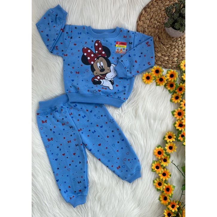 stelan sweater anak perempuan laki laki lucu motif MINNIE MOUSE 3-12 bulan (ONE SIZE)