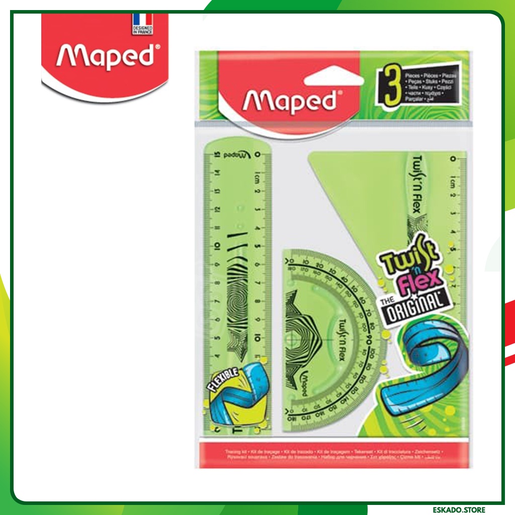 Penggaris Maped Twist'n Flex Set-3 / Penggaris Lentur Set (Warna Random)