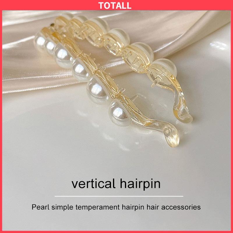 COD Jepit Rambut Pisang 10.5cm Mutiara Kristal Jepitan Ponytail  Salon Banana Ponytail Hair Claw Clips-Totall