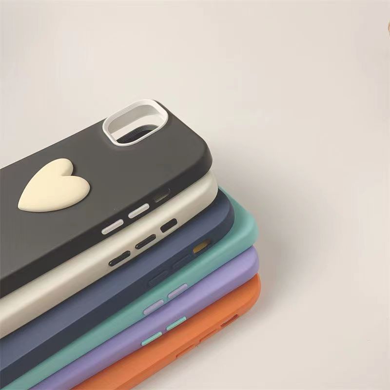 Soft Case Silikon Matte Motif Hati 3D Lucu Cover iphone 14 12 13 Pro Max 11 X XR 7 8 Plus Se 3