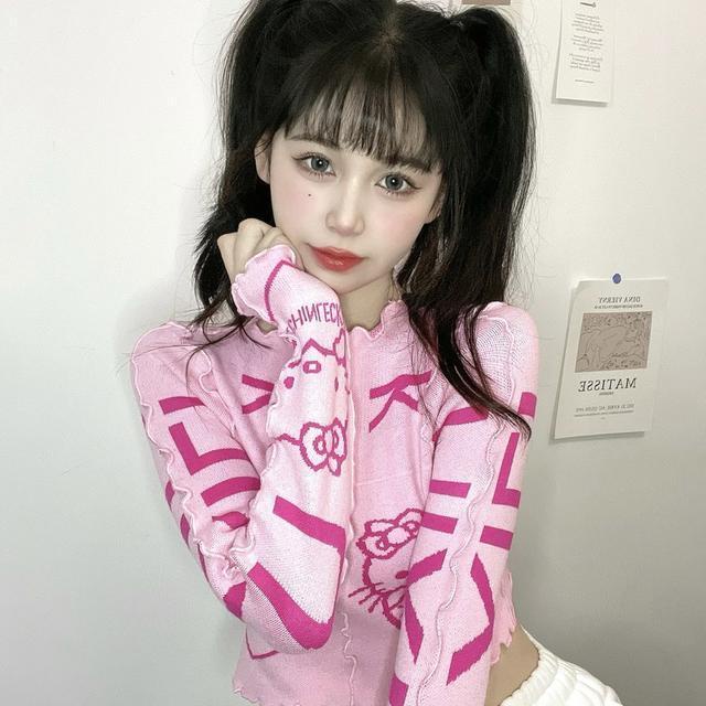 Red Mahasiswa ins Korea gaya Chic rajutan sweater wanita pendek kerah setengah tinggi kemeja bottoming lengan panjang gaya asing sweater ketat