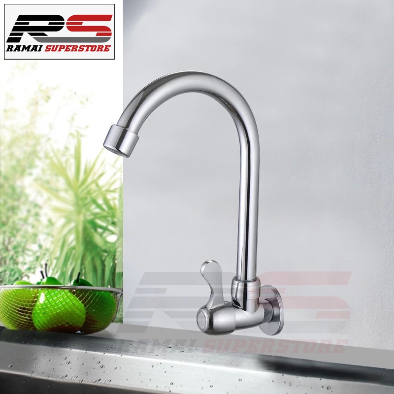 Keran Dapur Kran Cuci Piring Sink Stainless Tembok