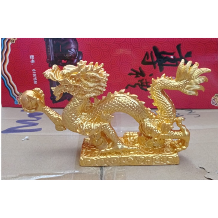 Patung Fengshui Pajangan Naga Emas Besar|Pengabul Keinginan