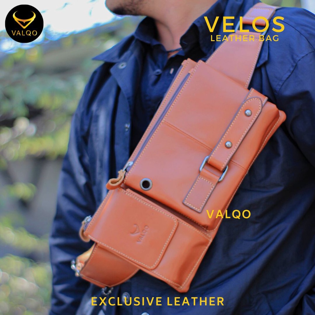 [VALQO] VELOS Tas kulit sapi Waist Bag Tas Dada Sling bag Selempang Pinggang Tas Pria Cowok